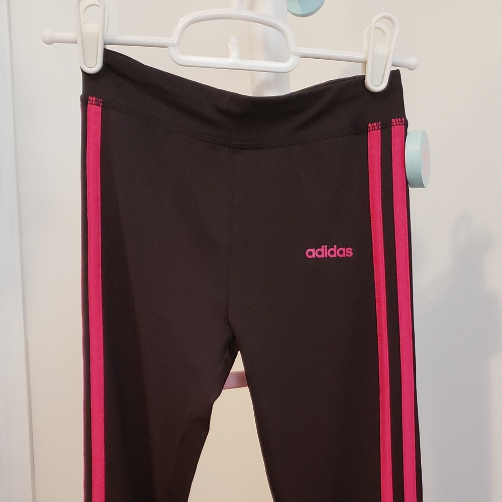 Adidas Black with Pink Stripe Leggings